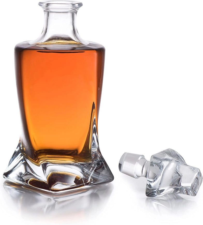 Decanter and 2 Whiskey Glasses with Chilling Rocks Stones