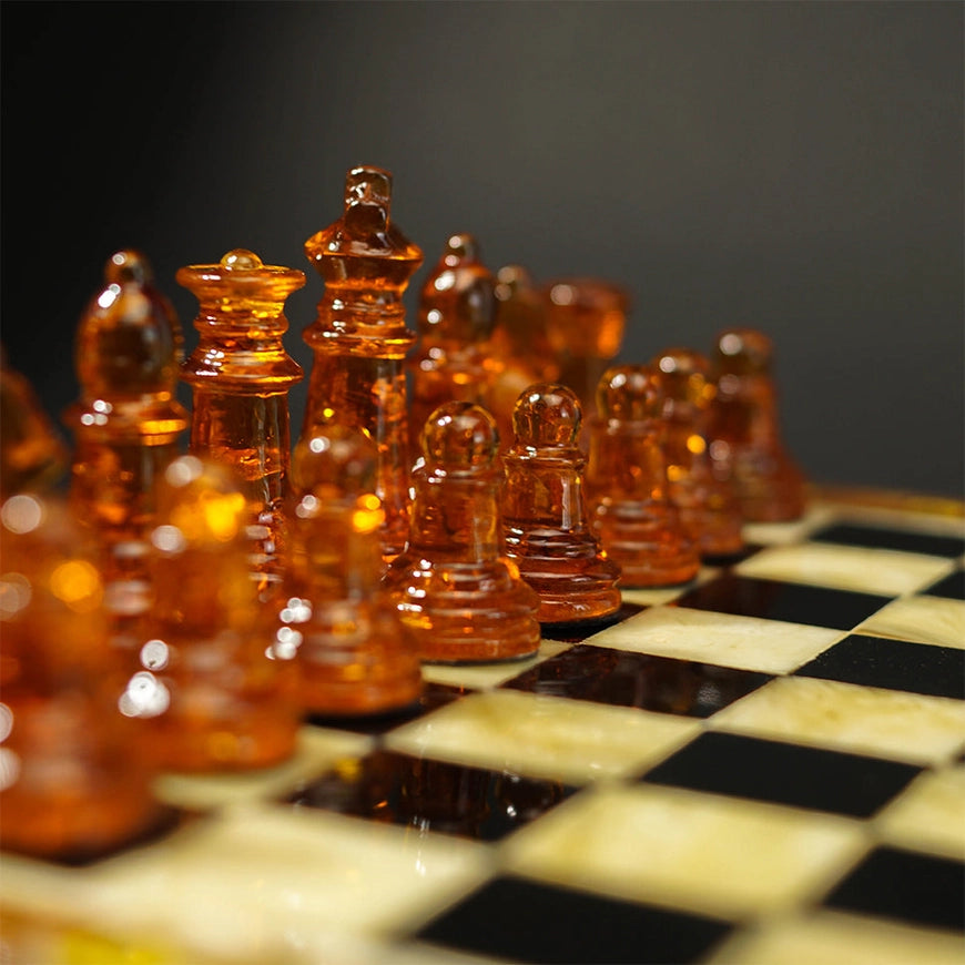 Exclusive Baltic Amber Chess Set with Board