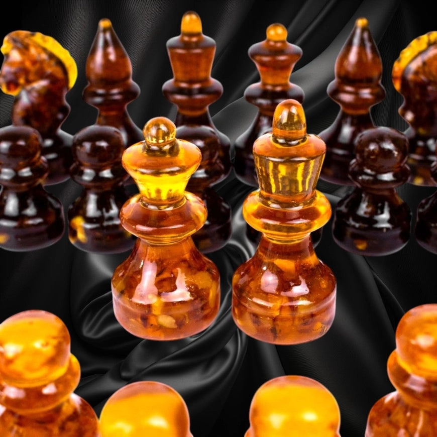 Exclusive Baltic Amber Chess Set with Board