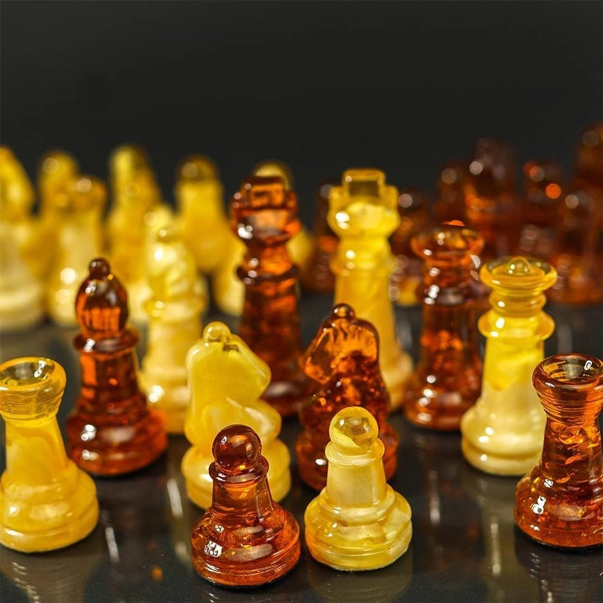 Exclusive Baltic Amber Chess Set with Board