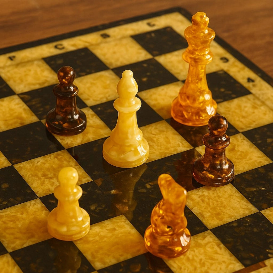 Exclusive Baltic Amber Chess Set with Board