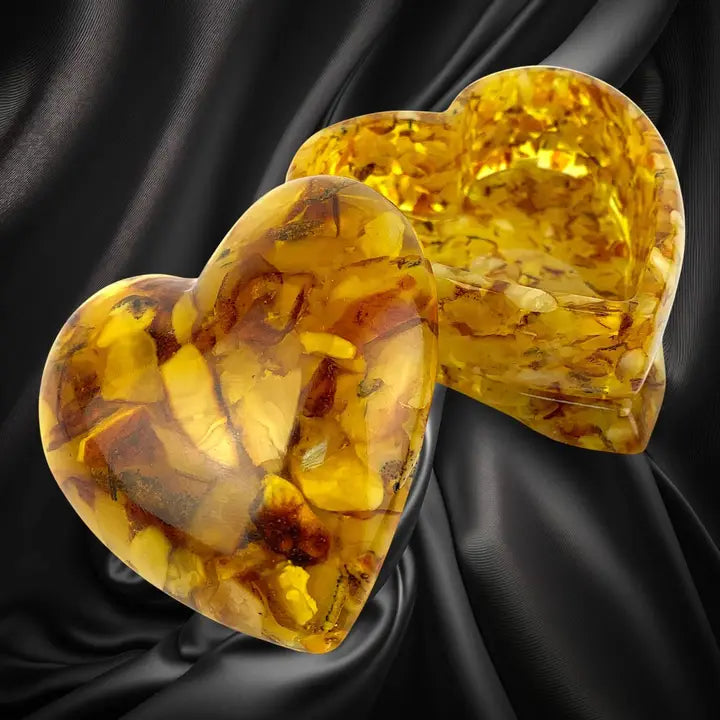 Heart Baltic Amber Jewelry Box