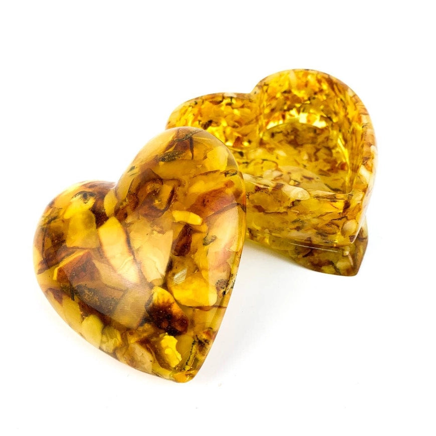 Heart Baltic Amber Jewelry Box
