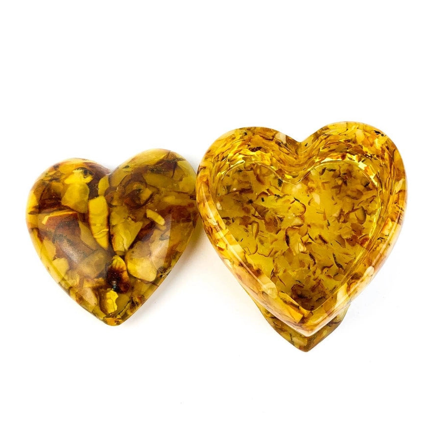Heart Baltic Amber Jewelry Box
