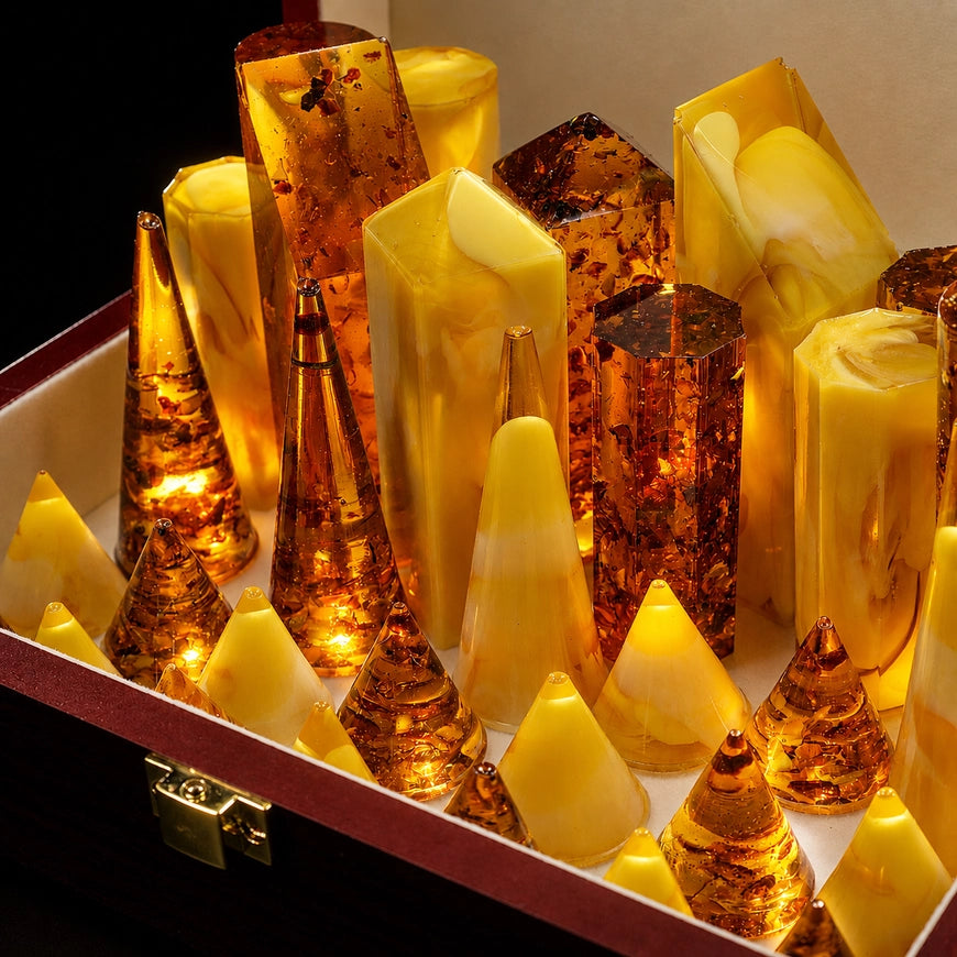 Manhattan Skyline Baltic Amber Chess Set