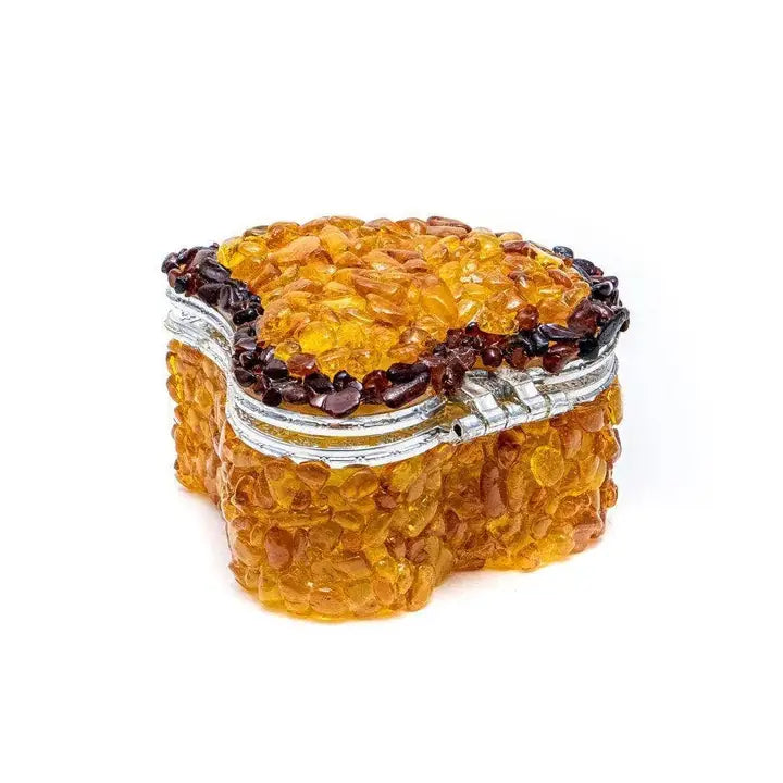 Mirror Heart Baltic Amber Jewelry Box