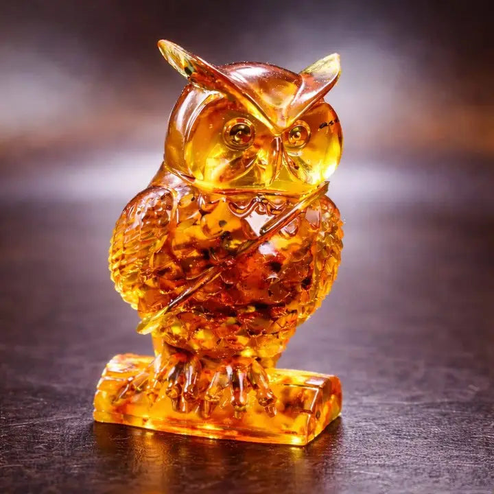 Owl Statue Baltic Amber Figurine
