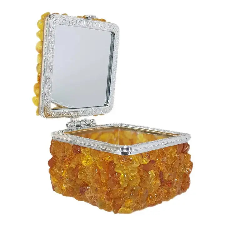 Square Baltic Amber Jewelry Box