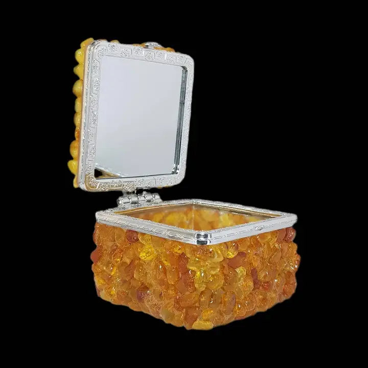 Square Baltic Amber Jewelry Box