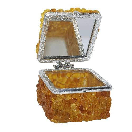 Square Baltic Amber Jewelry Box