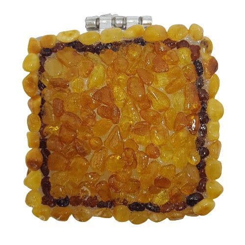 Square Baltic Amber Jewelry Box