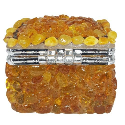 Square Baltic Amber Jewelry Box