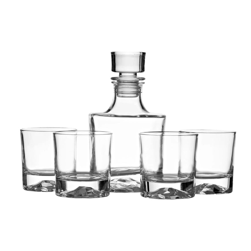 Whiskey Decanter & 4 Whiskey Glasses Set