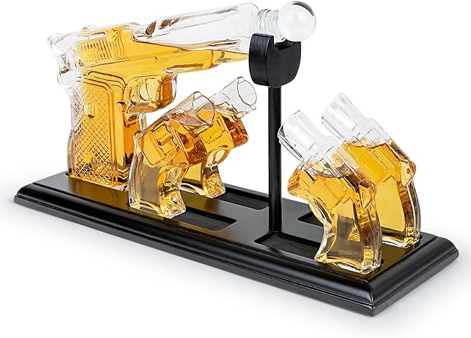 Whiskey Gun Decanter & Shot Glasses Gift Set
