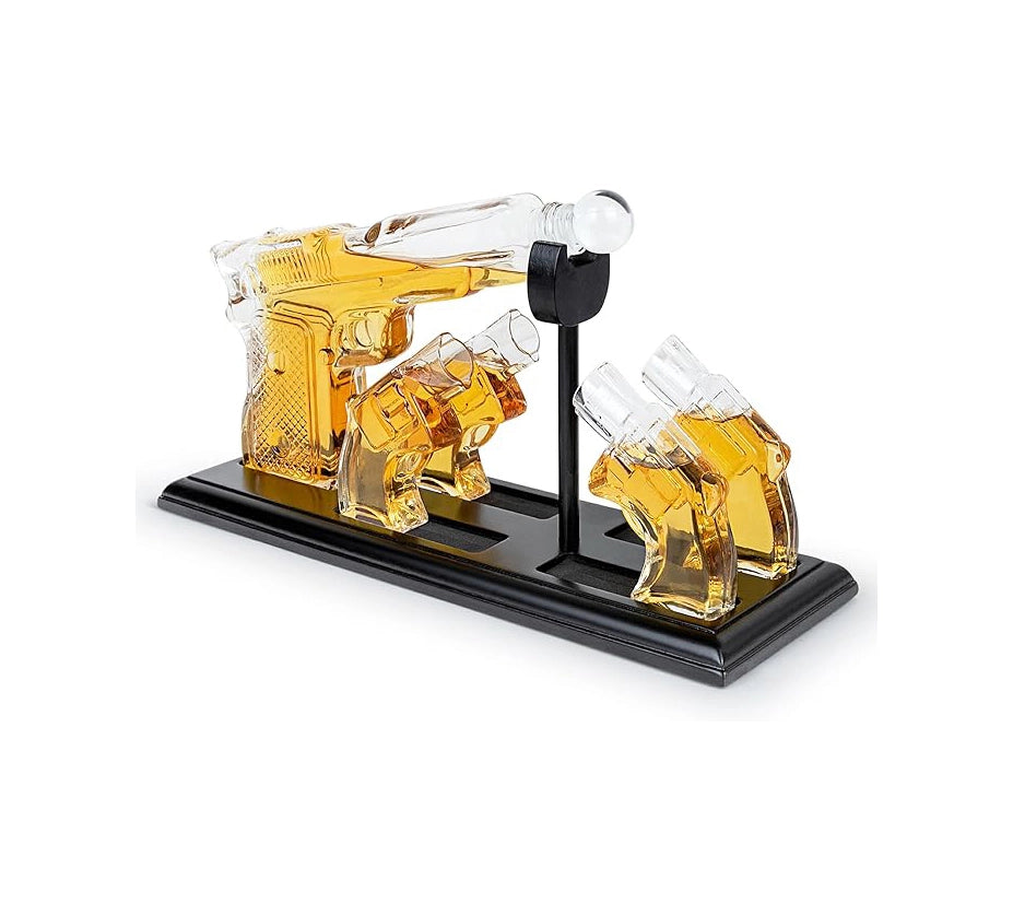 Whiskey Gun Decanter & Shot Glasses Gift Set
